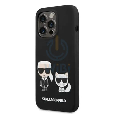 Apple iPhone 14 Pro - Black Karl Lagerfeld Magsafe Liquid Silicone Case With Karl & Choupette Body Accessories >