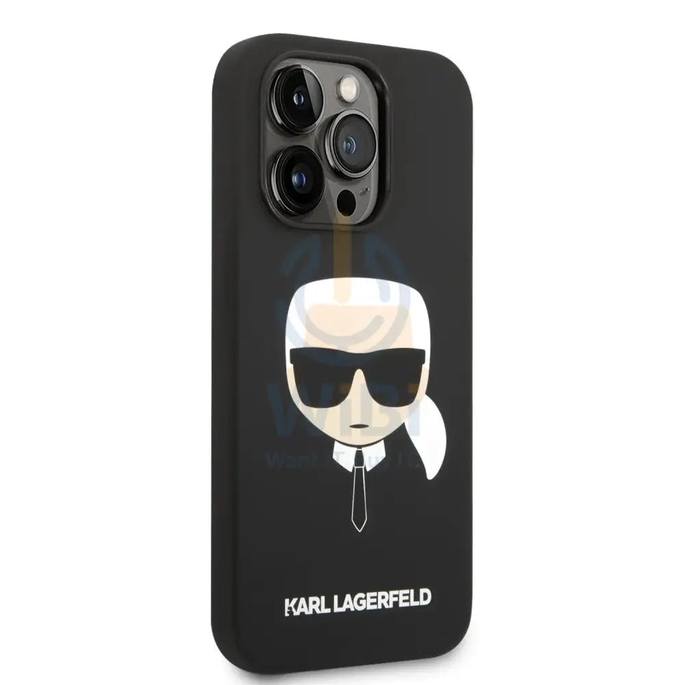 Apple iPhone 14 Pro Max - Black Karl Lagerfeld Silicone Pink Case Karl Head Logo Accessories > Mobiles & Tablets >