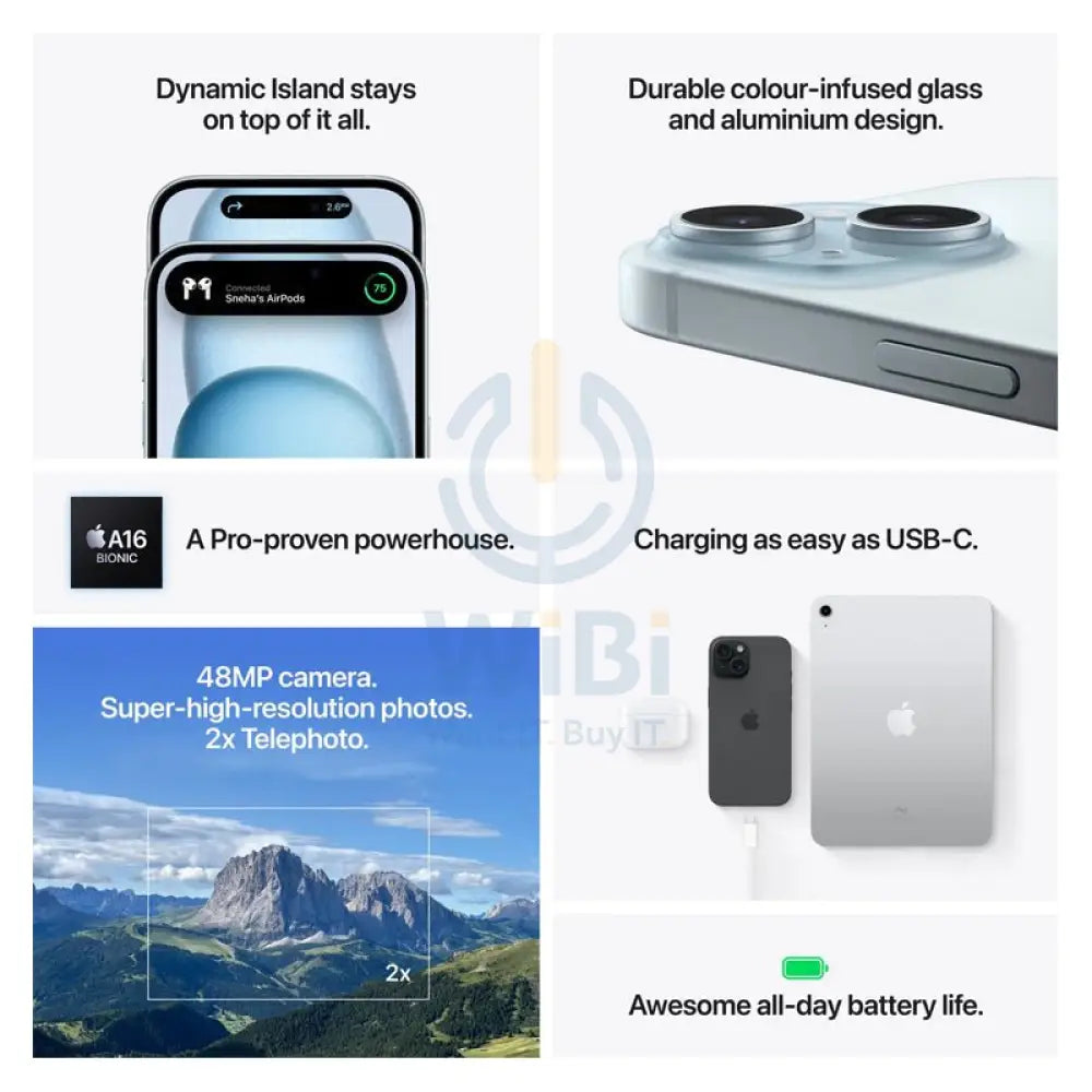 Apple iPhone 15 - 256GB / Blue / 5G / 6.1’’ Mobiles & Tablets > Mobiles