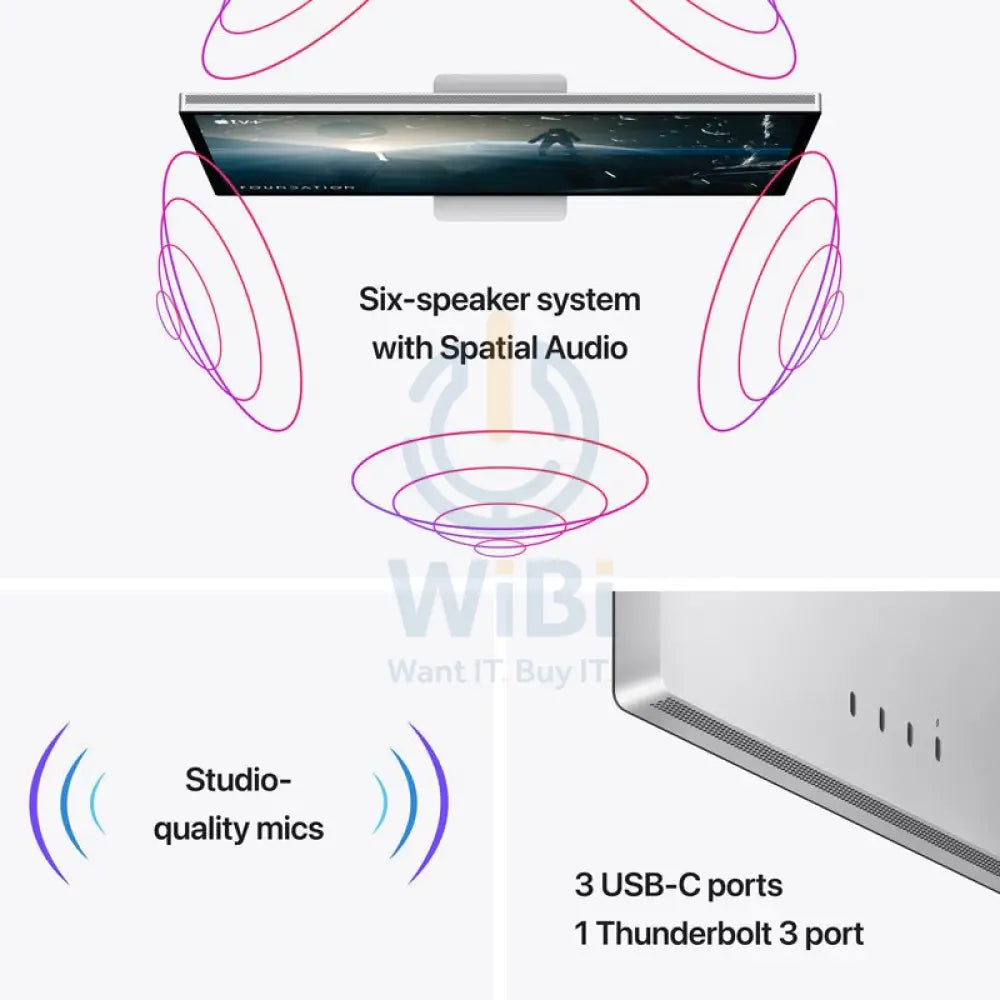 Apple Studio Display With Tilt And Height Adjustable Stand - Nano-Texture Glass / 27’’ 5K / 600 nits / USB-C / (2024
