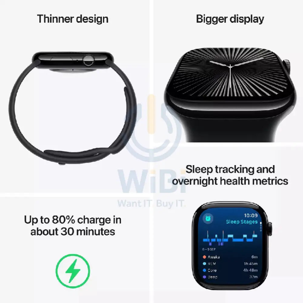Apple Watch Series 10 with Sport Loop - LTPO OLED / 64GB / 42mm / Bluetooth / Wi-Fi / Cellular / Jet Black Smart Watches
