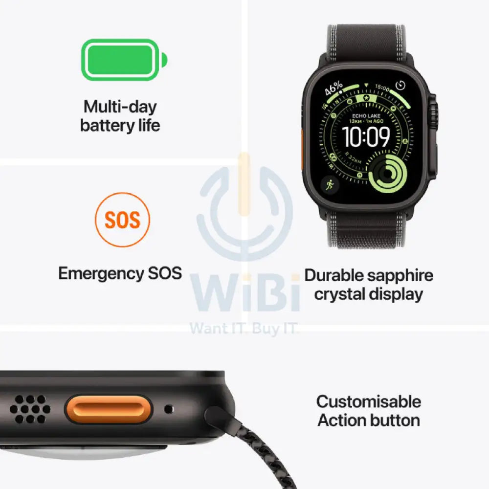 Apple Watch Ultra 3 - LTPO OLED / 64GB / 49mm / Bluetooth / Wi-Fi / Cellular / Natural Titanium Case with Anchor Blue