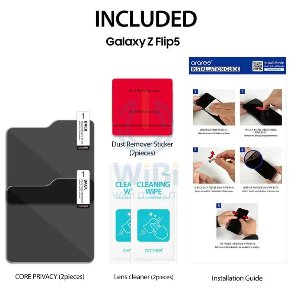 Araree Core Front Tempered Glass Screen Protector - Samsung Galaxy Z Flip 5 / Privacy Accessories > Mobiles & Tablets >