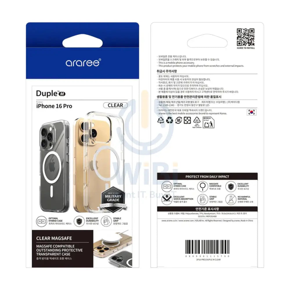 Araree Duple Magsafe TPU Case For Apple iPhone 16 Pro - Clear Accessories > Mobiles & Tablets > Mobiles > Covers & Cases