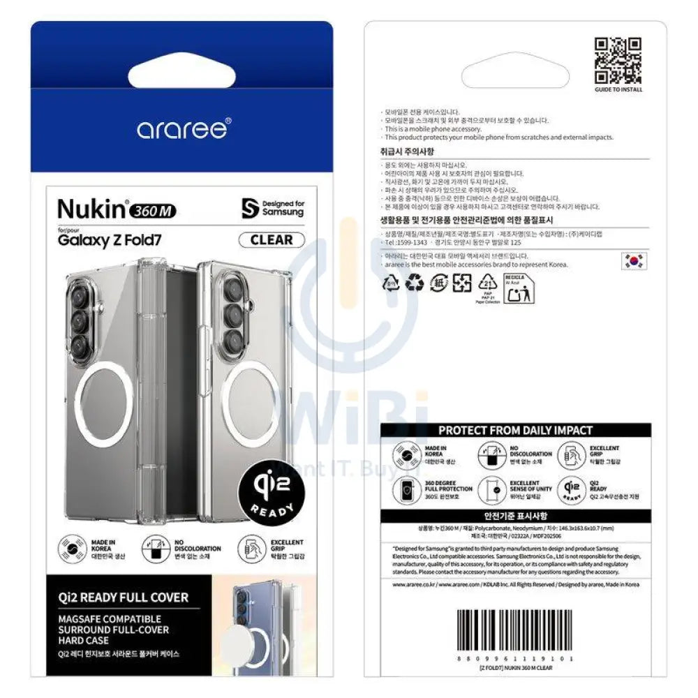 Araree Nukin 360 Magsafe With Hinge Protection Case - Samsung Galaxy Z Fold 7 / Clear Accessories > Mobiles & Tablets >