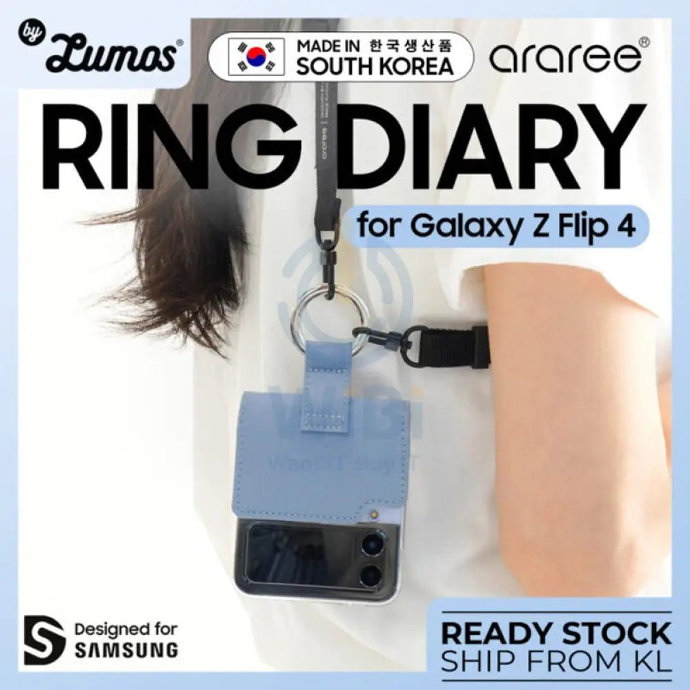 Araree Ring Diary Case For Z Flip 4 - Sky Blue Accessories > Mobiles & Tablets