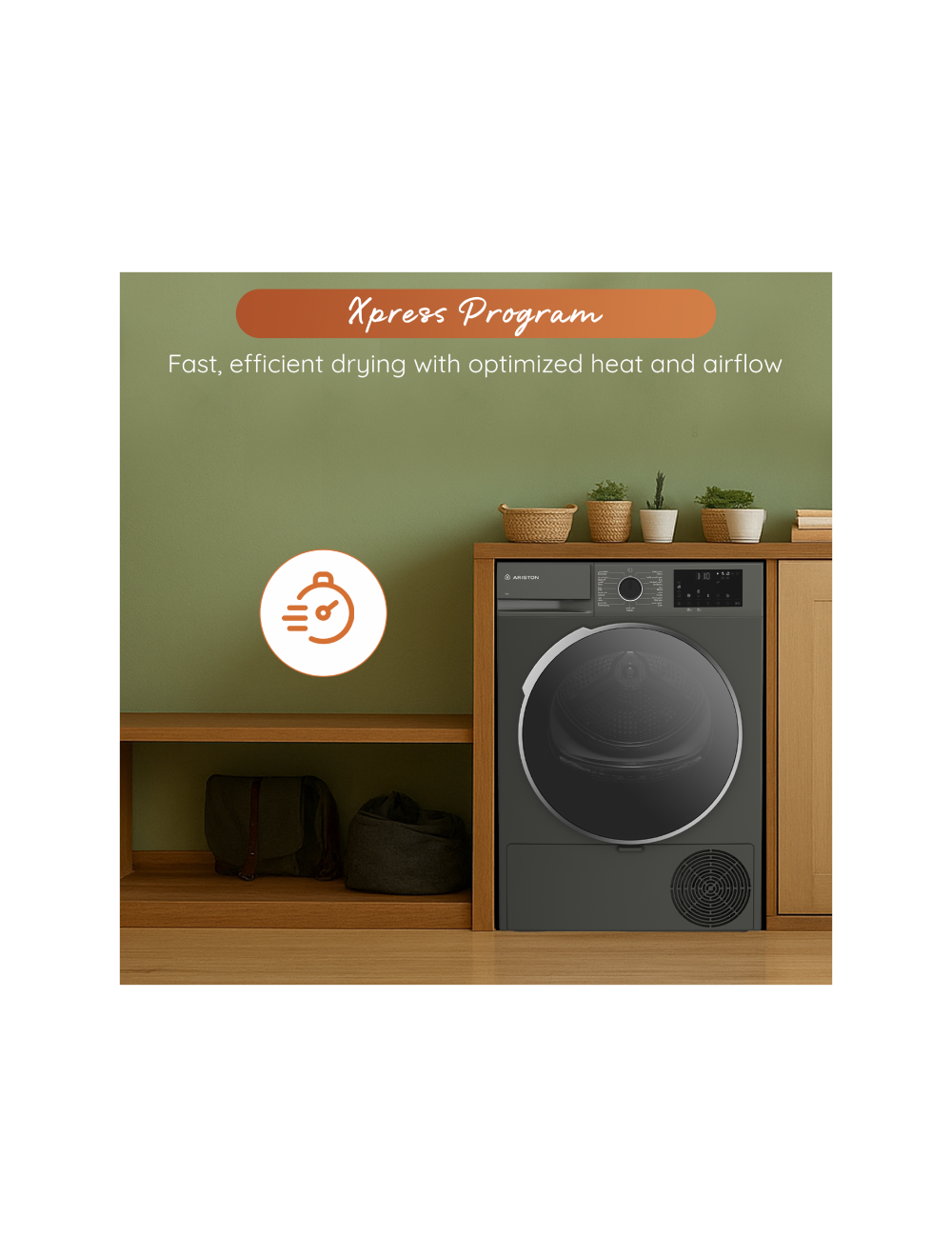 Ariston Condenser Dryer 8KG Galvanised Drum - Gray