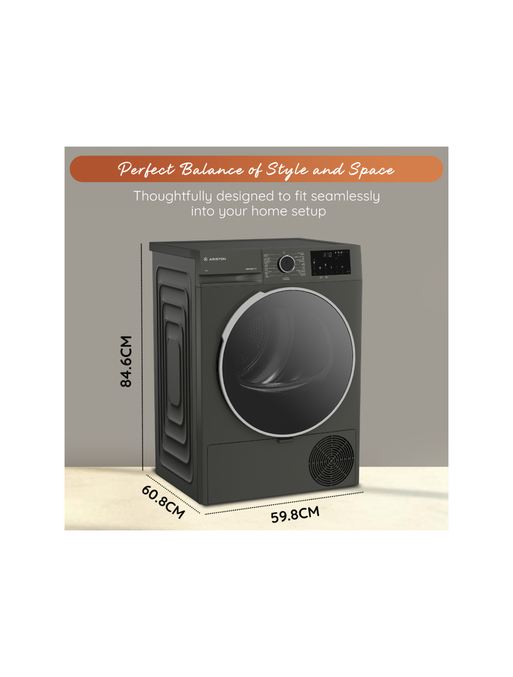 Ariston Heat Pump Dryer 10KG WiFi Inverter - Gray