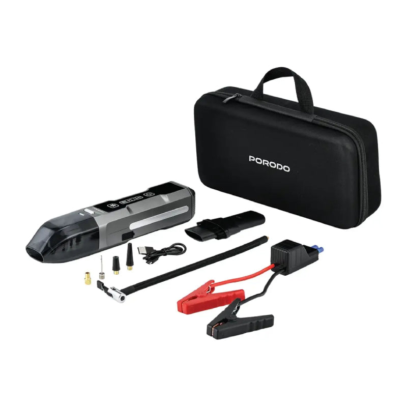Porodo Ignatov Jump Starter & Air Pump with Handheld Vacuum & USB-C Recharge - Black