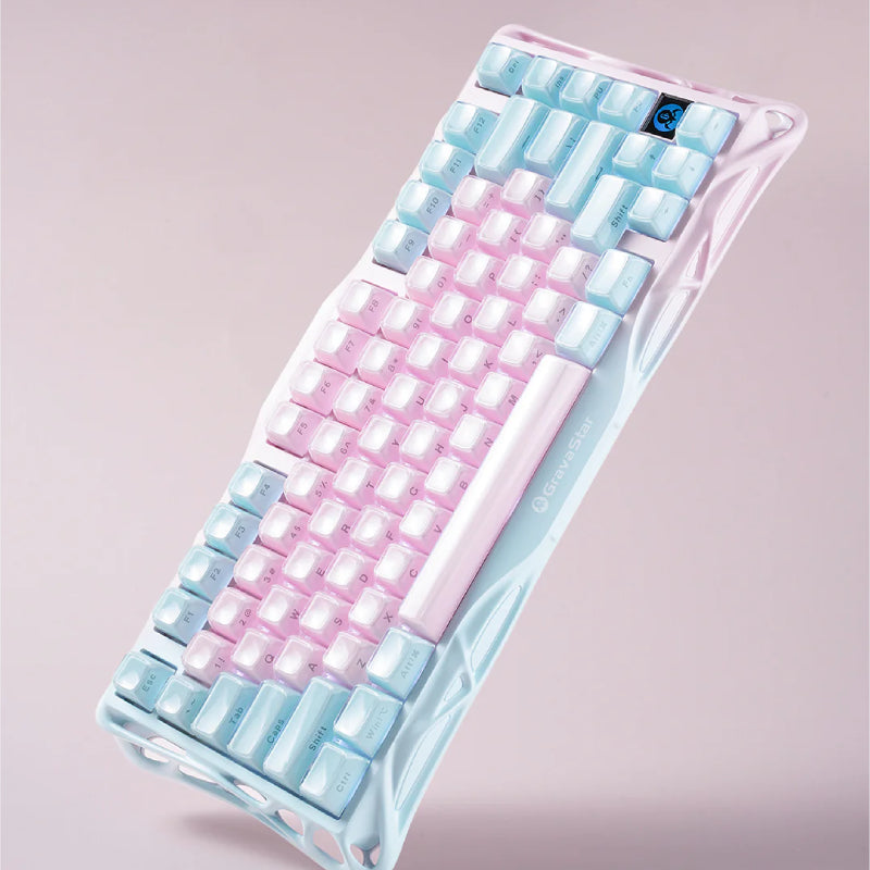 لوحة مفاتيح  الألعاب  لاسلكي بنسبة 75٪ من طراز GravaStar Mercury K1 LITEلوحة مفاتيح  لومن زهري