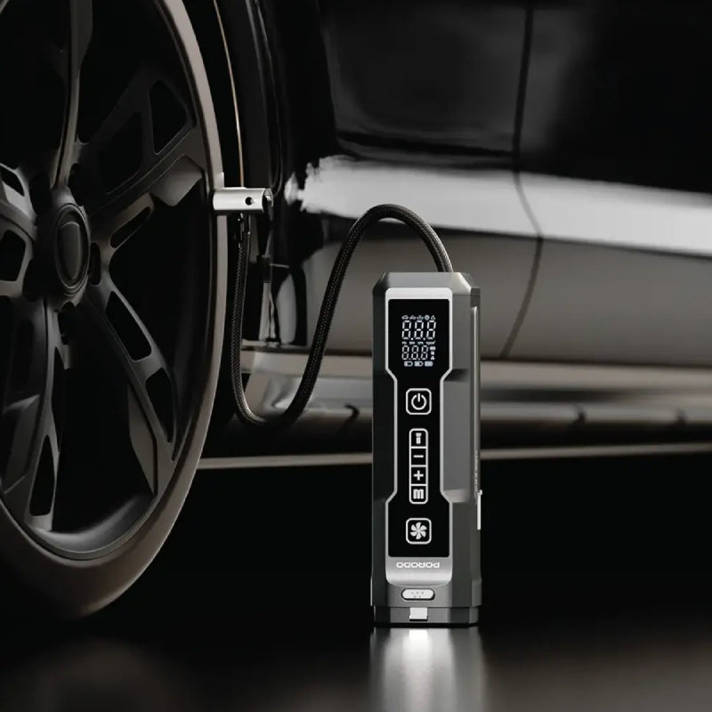 Porodo Ignatov Jump Starter & Air Pump with Handheld Vacuum & USB-C Recharge - Black