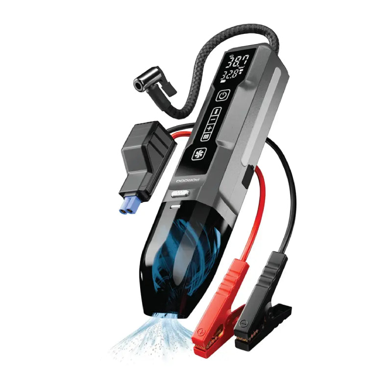 Porodo Ignatov Jump Starter & Air Pump with Handheld Vacuum & USB-C Recharge - Black