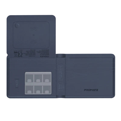 PROMATE Anti-Loss Slim Leather Wallet with RFID Protection & Smart Tracking - Blue