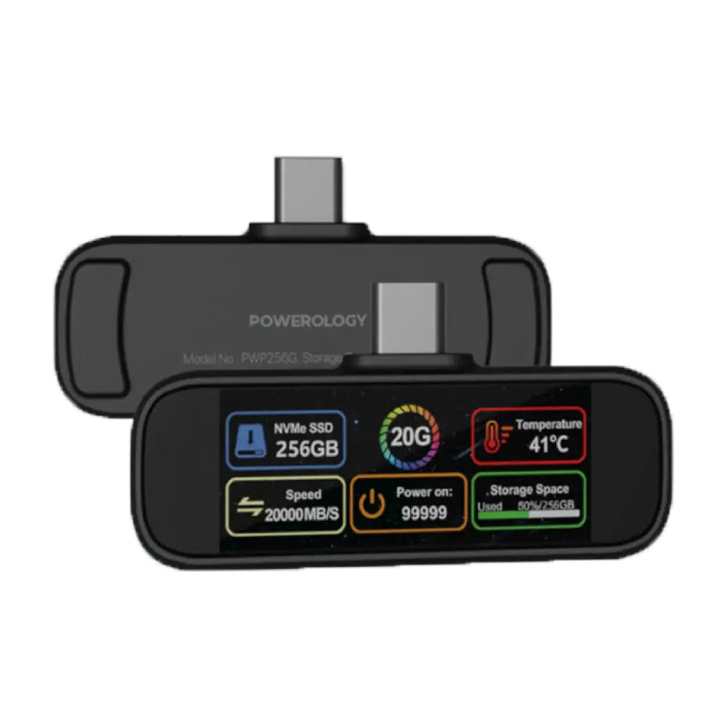 Powerology VOLTX Mini Portable SSD - 256GB / USB-C / Black