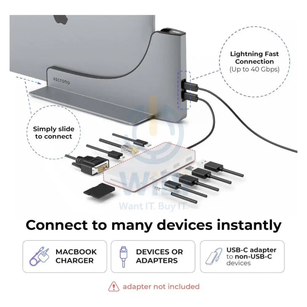 Ascrono MacBook 16’’ Docking Station with Dual 4K HDMI Monitor Adapters - USB-C / MagSafe / Space Grey Accessories >