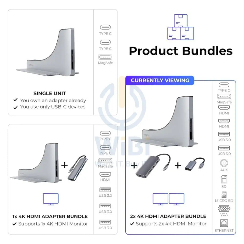 Ascrono MacBook 16’’ Docking Station with Dual 4K HDMI Monitor Adapters - USB-C / MagSafe / Space Grey Accessories >