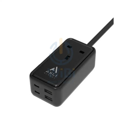 Asli Global GaN Power Strip Extension Cord - 65W / USB-A / USB-C / Black Accessories > Power > Power Protection > Surge