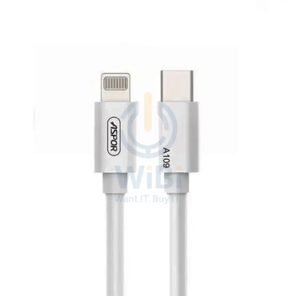 Aspor Data Cable Type C To Lighting 3.0A - 20W / 2M / White Accessories > Cables & Converters > Cables > Offer Zone