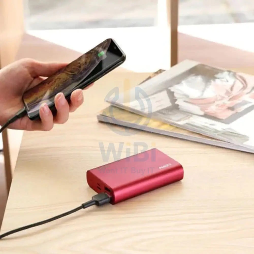 AUKEY 10,000mAh USB-C Power Bank with Quick Charge 3.0 & PD - Red Accessories > Power Bank