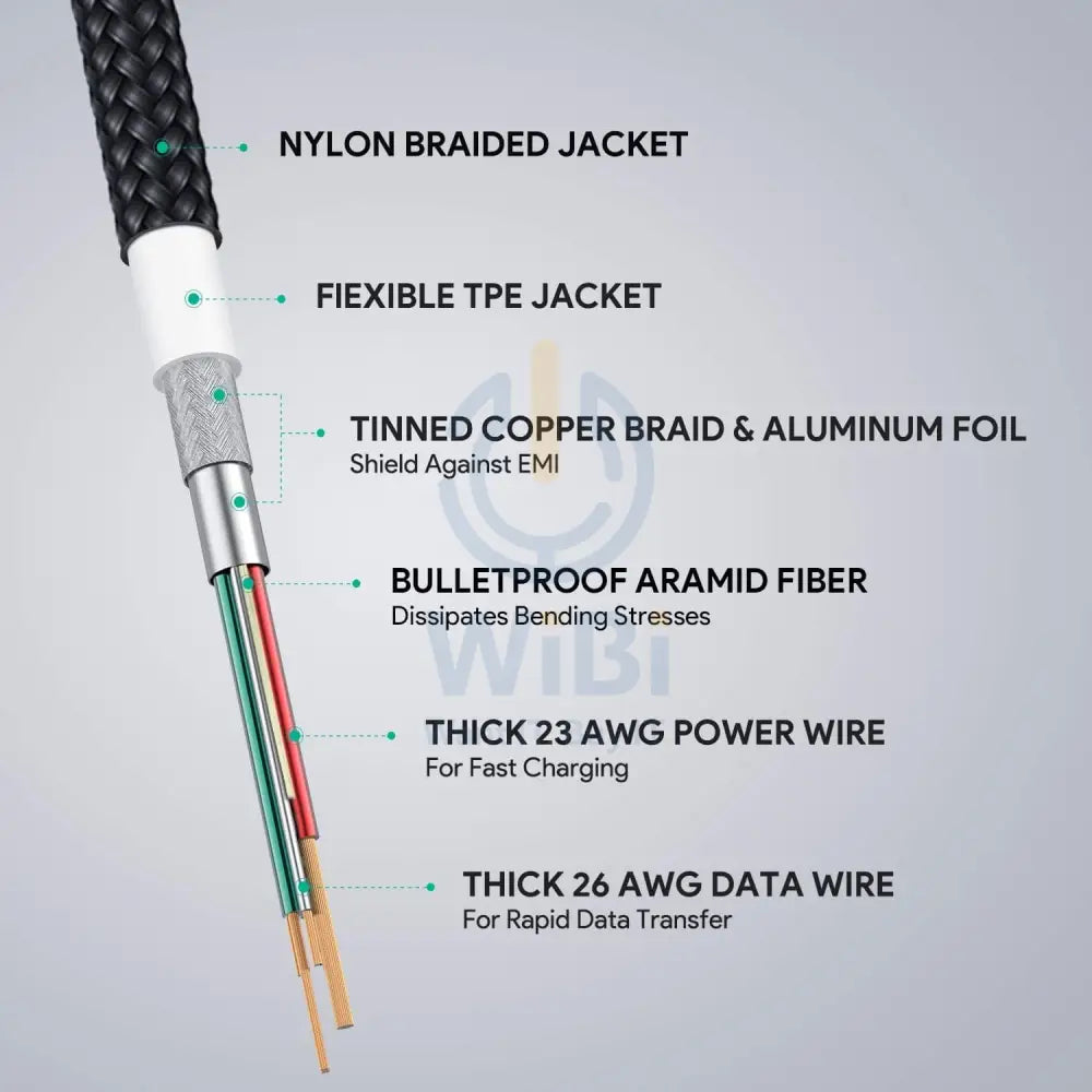 AUKEY 90 Degree Braided Nylon Sync & Charge Lightning Cable (1.2m / 3.95ft) - Black Accessories > Cables & Converters >