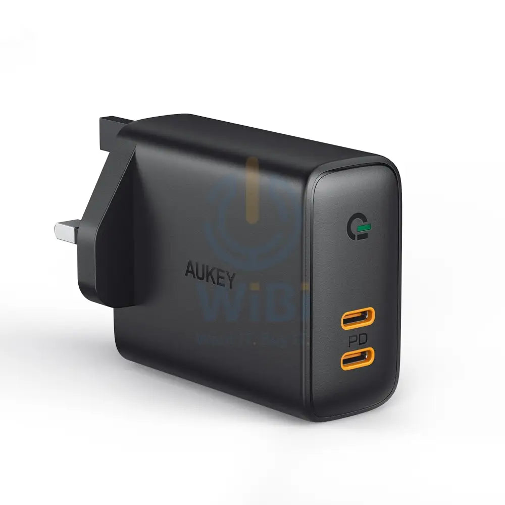 AUKEY مزدوجمنفذ حائط شاحن مع ديناميكي كشف - 36W / يو اس بي/ أسود اكسسوارات >محولات طاقة