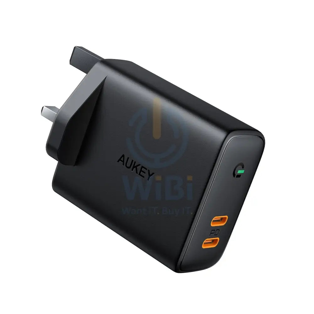 AUKEY مزدوجمنفذ حائط شاحن مع ديناميكي كشف - 36W / يو اس بي/ أسود اكسسوارات >محولات طاقة