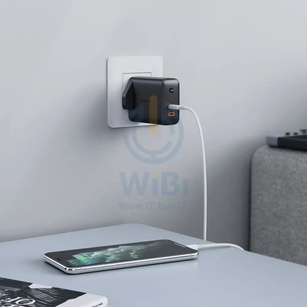 AUKEY مزدوجمنفذ حائط شاحن مع ديناميكي كشف - 36W / يو اس بي/ أسود اكسسوارات >محولات طاقة