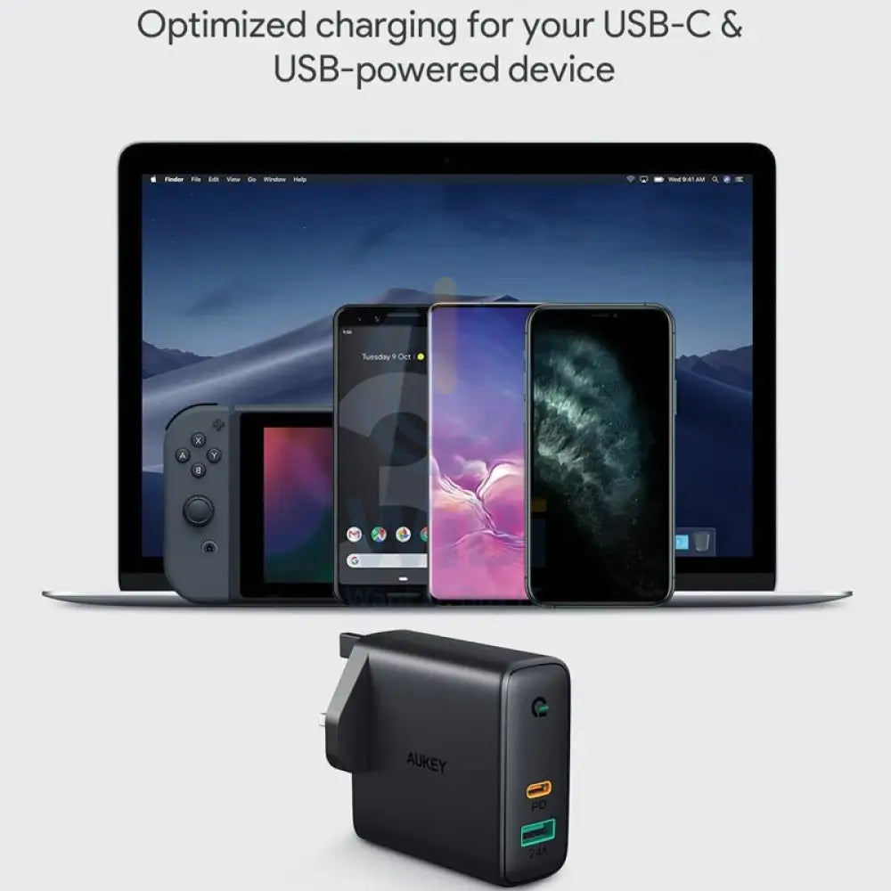 AUKEY Dual-Port Wall Charger with Dynamic Detect - 60W / USB / Black Accessories > Power Adapters