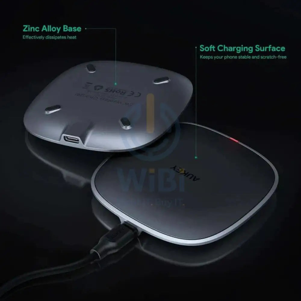 AUKEY LC-C6 BK USB-C Input 15W Wireless Fast Charger - Black Accessories > Power Adapters