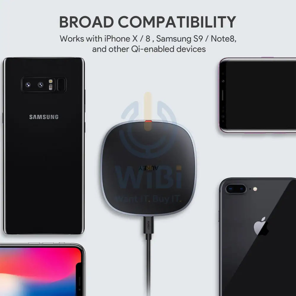 AUKEY LC-C6 BK USB-C Input 15W Wireless Fast Charger - Black Accessories > Power Adapters