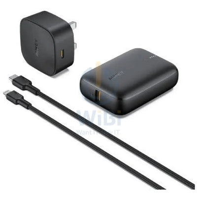 AUKEY On The Go Bundle (Wall Charger + Power Bank + Braided Cable) 20W / 10,000mAh / 1.2 Meter / Black Accessories >