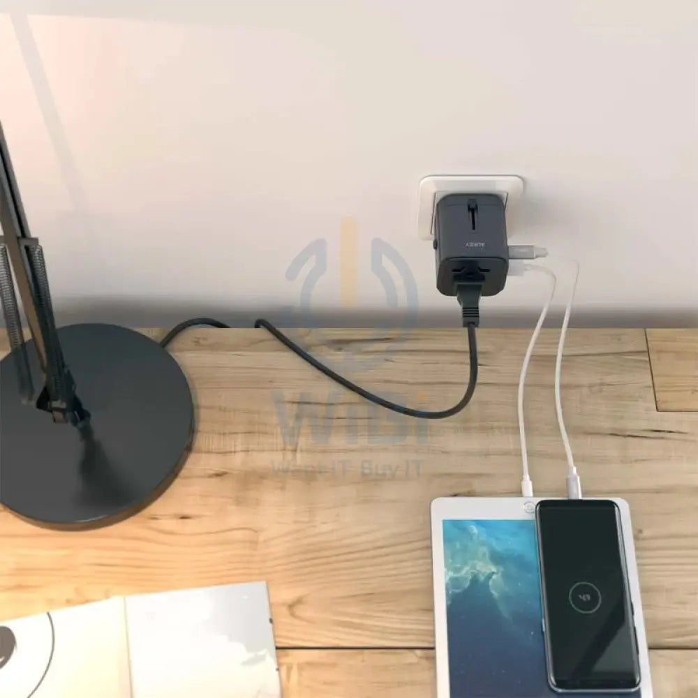 Aukey PA-TA01 Universal Travel Adapter With USB-C and USB-A Ports - Black Accessories > Power Adapters