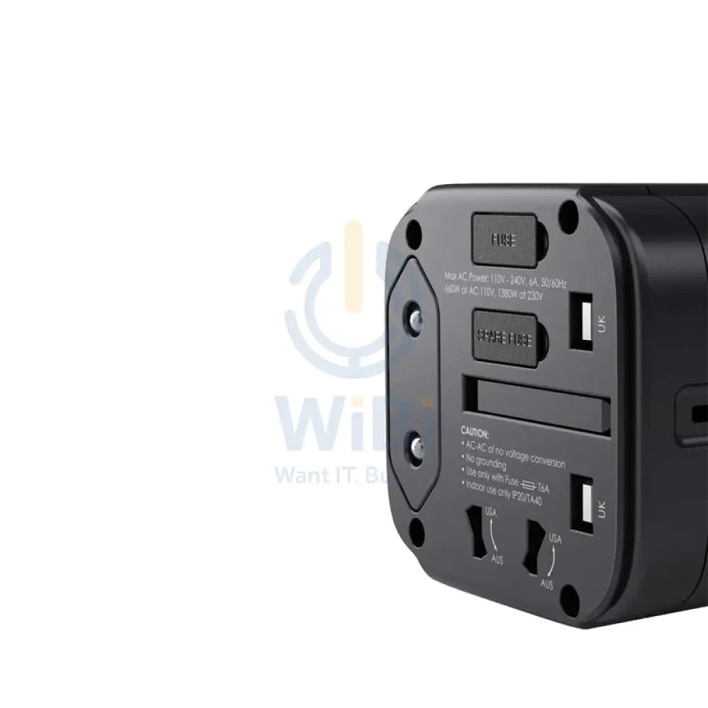 Aukey PA-TA01 Universal Travel Adapter With USB-C and USB-A Ports - Black Accessories > Power Adapters