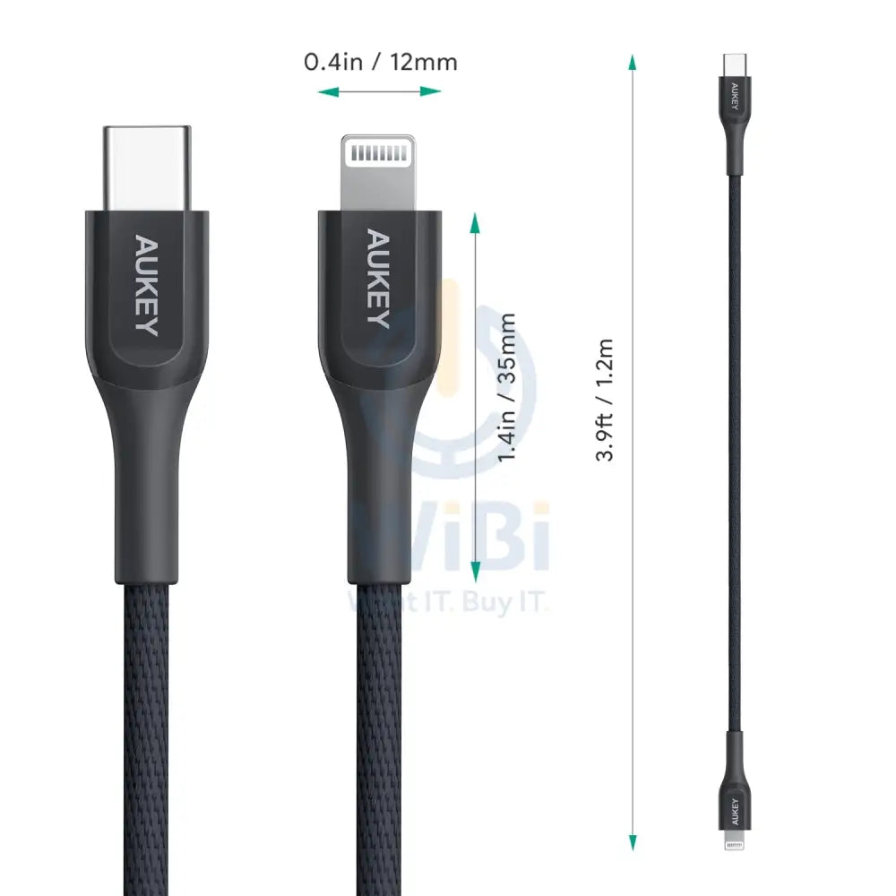 Aukey PA-Y25: 20W Adapter with Type C Output CB-CL1: 0.9mtrs USB-C to Lightning Cable - Black Accessories > Cables &