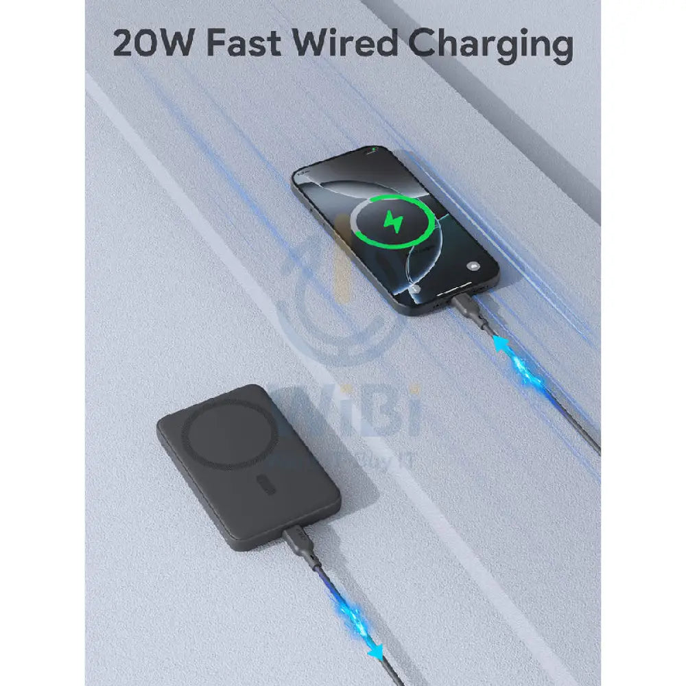 AUKEY PB MS03 MagFusion Slim Magnetic Wireless Charging Power Bank 15W / 5000mAh / USB C / Black Accessories > Power
