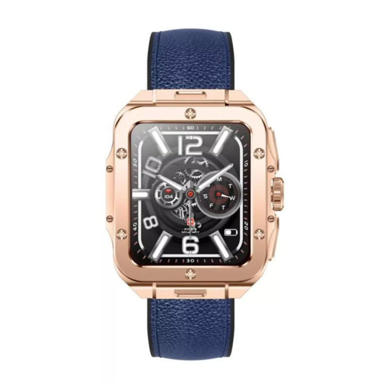 Swiss Military Smart Watch Rose Gold Frame Blue leather Strap