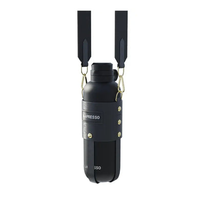 LePresso ThermaTrail Thermos Bottle with Crossbody Strap - Black