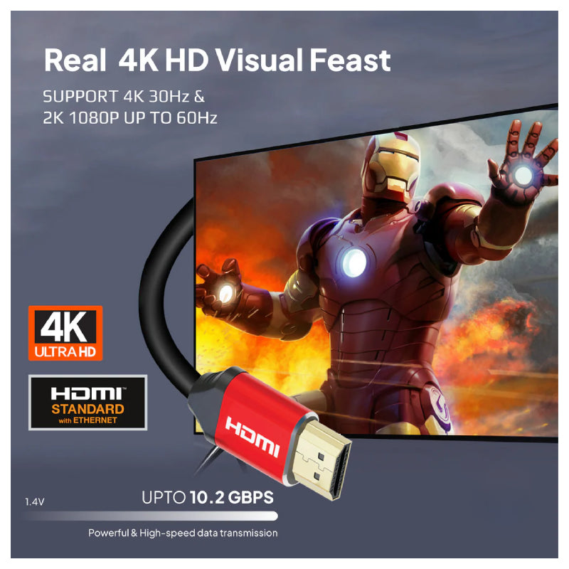 Mowsil HDMI 1.4 Cable - 4K / 30Hz / 20 Meter / Red/Grey