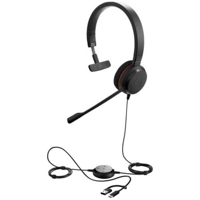 سماعة رأس  Jabra Evolve 20 MS أحادية اللون سماعة رأس  بسلك  يو اس بي/ أسود