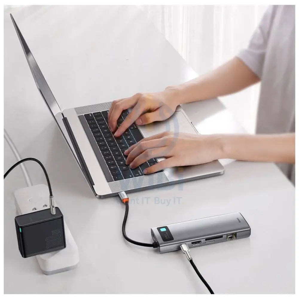 Baseus 9-in-1 Multifunctional Type-C HUB Docking Station - HDMI / USB-C / USB 3.0 / RJ45 / Gray Accessories > USB Hub