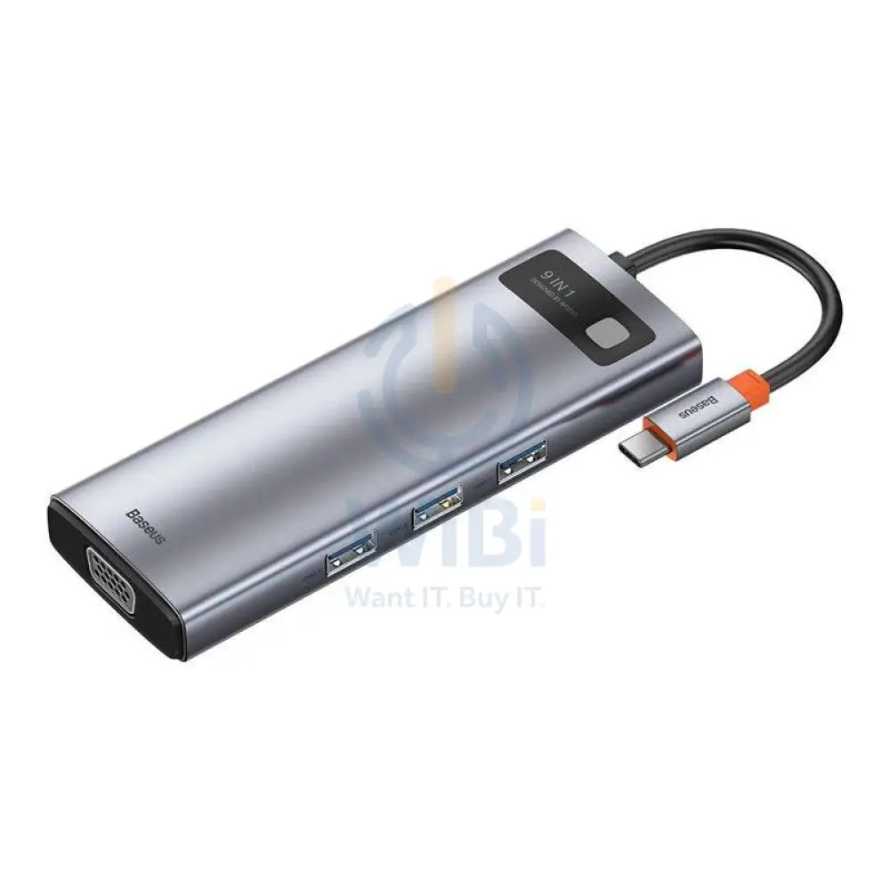 Baseus 9-in-1 Multifunctional Type-C HUB Docking Station - HDMI / USB-C / USB 3.0 / RJ45 / Gray Accessories > USB Hub