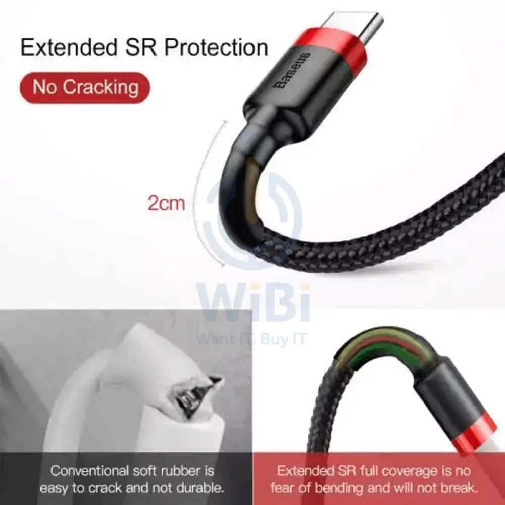 Baseus Cafule Type-C Charging Cable - 2 Meter / 2A / Black Accessories > Cables & Converters > Cables