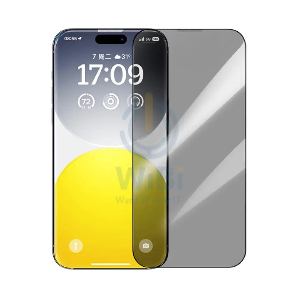 Baseus Diamond Series Full Coverage Privacy Glass Screen Protector - Apple iPhone 15 Pro Max / Privacy Accessories >