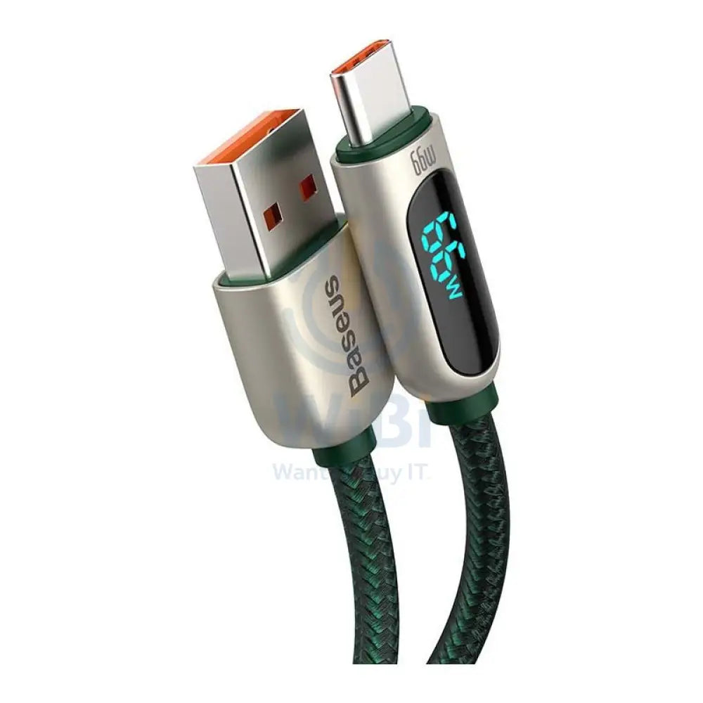 Baseus Display Fast Charging Data Cable - USB / Type-C / 66W / 1 Meter / Green Accessories > Cables & Converters >