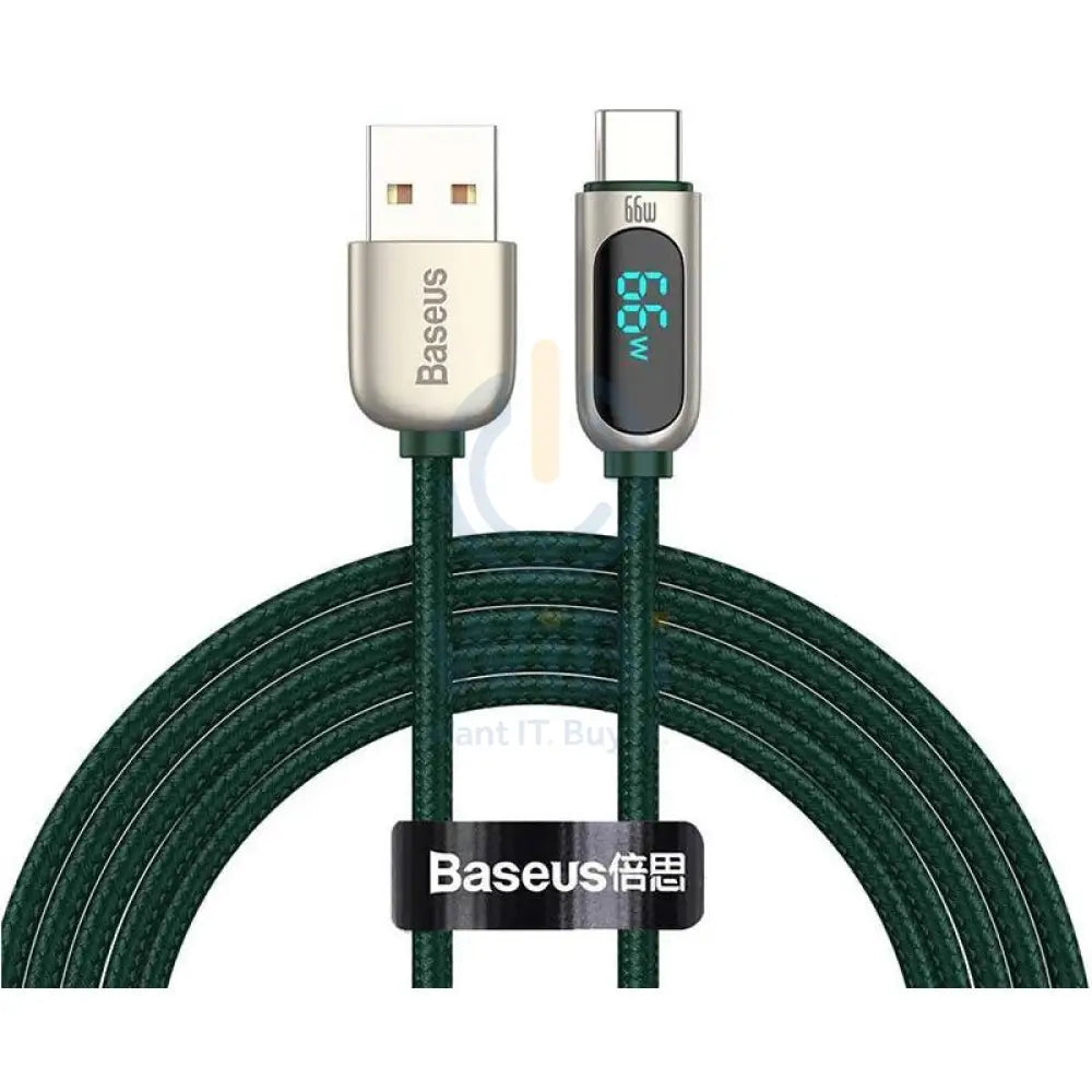 Baseus Display Fast Charging Data Cable - USB / Type-C / 66W / 1 Meter / Green Accessories > Cables & Converters >