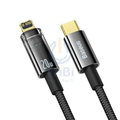 Baseus Explorer Series Auto Power-Off Fast Charging Data Cable - Lightning / Type-C / 20W / 1 Meter / Black Accessories