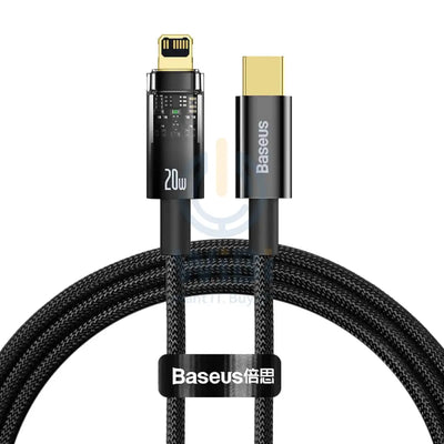 Baseus Explorer Series Auto Power-Off Fast Charging Data Cable - Lightning / Type-C / 20W / 1 Meter / Black Accessories