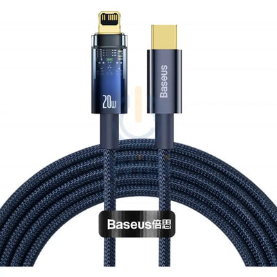 Baseus Explorer Series Auto Power-Off Fast Charging Data Cable Type-C to Lightning - 20W / 2m / Blue Accessories >