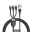 Baseus Flash Series Two-for-three Fast Charging Data Cable U+C to M+L+C - 1.2 Meters / 100W / Black