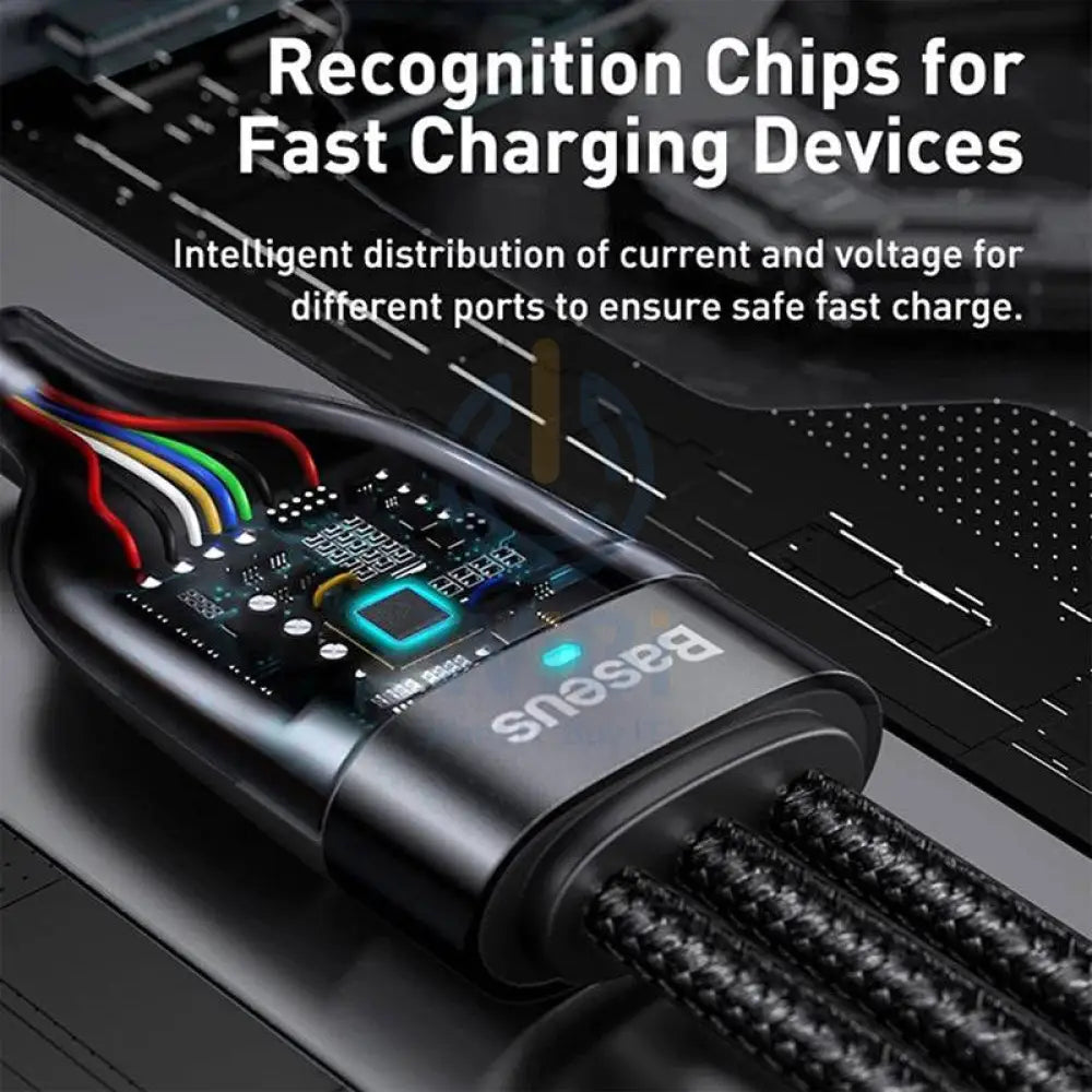 Baseus Flash Series Two-for-three Fast Charging Data Cable U+C to M+L+C - 1.2 Meters / 100W / Black